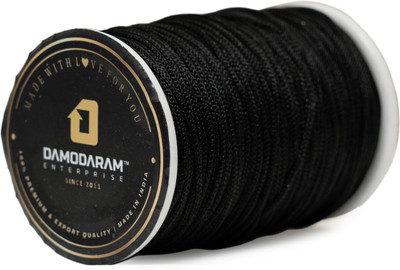 DAMODARAM 1mm Raksha Sutra Kalawa Nazar Suraksha Dhaga Thread Cord/Dori (50 MTR, Black) Thread(50 m Pack of1)