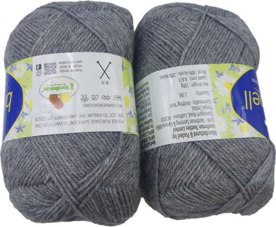 Jully Vardhman Bluebell Wool Knitting Ball Hand Knittin Wool Yarn 100Gm Thread Grey Thread(300 m Pack of2)