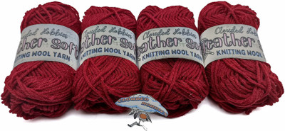 CLOUDED HOBBIES Dark Wine, Feather Soft Knitting Yarn Wool for Knitting, Art Craft & More Thread(20 m Pack of4)