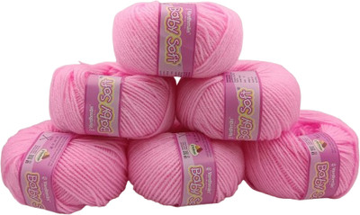 ARTPARASITE Vardhman Baby Soft Thin 4ply Knitting Wool Ball 25 Gram yarn Hand Knitting Pink Thread(87 m Pack of6)