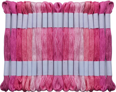 ZOOHI 50 Pcs Pink To Rani family Color Cotton Embroidery Skeins Floss Sewing Kit Thread(7.5 m Pack of50)