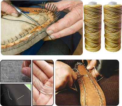 DOMICK Upholstery Leather 3000 Dyner Wax Nylon Thread 2Ply, 100M, 2P Hand Stitching Tool, Thread(3000 m Pack of4)