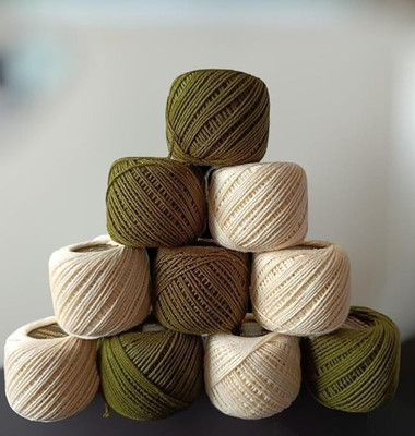 Lipsa Enterprise Mendi Green + Cream Thread(30 m Pack of10)