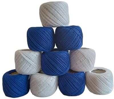 Lipsa Enterprise Royal Blue + White Thread(30 m Pack of10)
