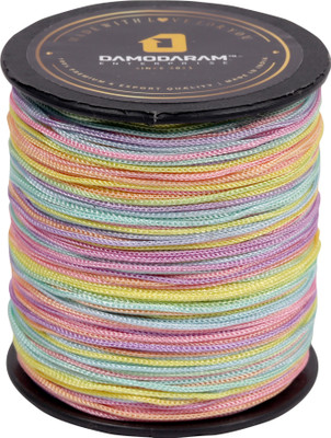 DAMODARAM 1mm Nylon Macrame Thread Cord For Art Craft & DIY Projects (Light Multi Colour) Thread(100 m Pack of1)