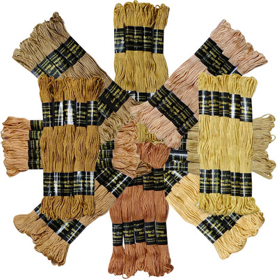 ZOOHI 50 Pcs Biscuit family Color Cotton Embroidery Skeins Floss Sewing Kit Combo Pack Thread(7.5 m Pack of50)