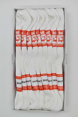 Hunny - Bunch Doli Stranded Cotton Skiens Cross Stitch Embroidery Threads(Shade no. White) Thread(8 m Pack of25)