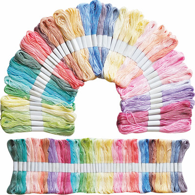 DOMICK Embroidery Thread Floss Skeins 7.5 Meter 6 Ply, 50 Color 50 Pcs Light Lacchi Thread(7.5 m Pack of50)