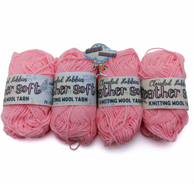 CLOUDED HOBBIES Pastel Pink, Feather Soft Knitting Yarn Wool for Knitting, Art Craft & More Thread(20 m Pack of4)