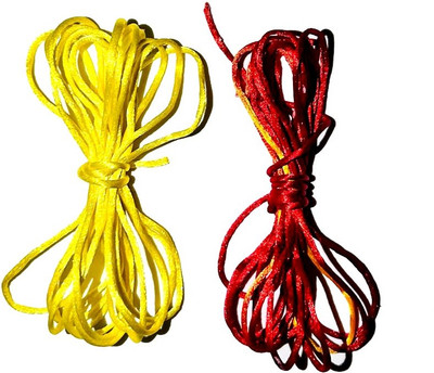 KHUSHA CREATIONS 10 metre Red & Yellow Mauli Silk Thread For Holy Purpose (3mm) Thread(10 m Pack of1)