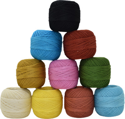 Hunny - Bunch Crochet Cotton Thread Balls for Knitting, Embroidery & Crafts Multicolor Thread(50 m Pack of10)