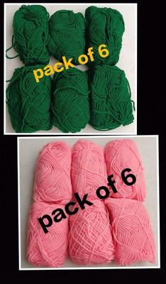 JOEJOE Dark Green - 6 & Baby Pink - 6 Thread(100 m Pack of12)