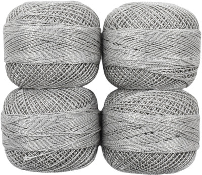 Hunny - Bunch Metallic Crochet Mercerised Cotton Shining Thread/Yarn Ball (Shade : M002) Thread(100 m Pack of4)