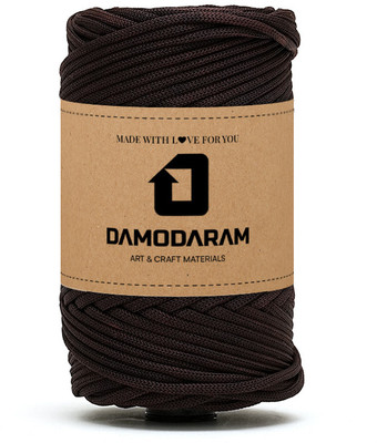 DAMODARAM 3mm PP Macrame Thread Cord Dori For Art Craft & DIY Projects 50 MTR Brown Coffee Thread(50 m Pack of1)