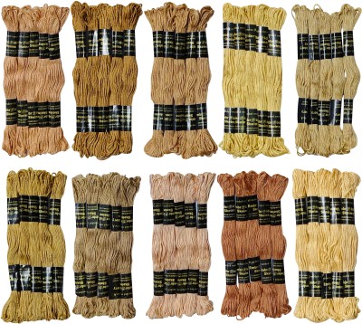 DOMICK Embroidery Thread Floss Skeins 7.5 Meter 6 Ply, 10 Color 50 pcs Biscuit Shade Thread(7.5 m Pack of50)