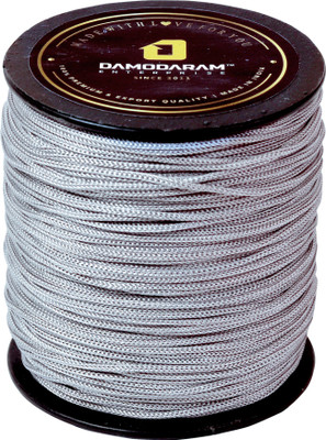 DAMODARAM 1mm Nylon Macrame Thread Cord For Art Craft & DIY Projects (100 MTR, Light Grey) Thread(100 m Pack of1)