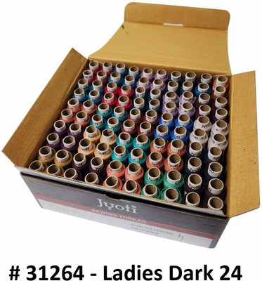 Jyoti Sewing Thread Polyester, 2 Ply/52 Count, Lubrication Dhaga, Ladies Dark 24, Thread(180 m Pack of100)