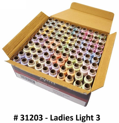 Jyoti Sewing Thread Polyester, 2 Ply/52 Count, Lubrication Dhaga, Ladies Light 3, Thread(180 m Pack of100)