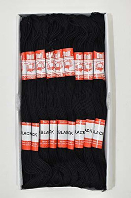 Hunny - Bunch Doli Stranded Cotton Skiens Cross Stitch Embroidery Threads(Shade no. Black) Thread(8 m Pack of25)