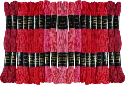 DOMICK Embroidery Thread Floss Skeins 7.5 Meter 6 Ply, 10 Color 50 pcs Gajari Shade Thread(7.5 m Pack of50)
