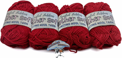 CLOUDED HOBBIES Dark Wine Red, Feather Soft Knitting Yarn Wool for Knitting, Art Craft & More Thread(20 m Pack of4)