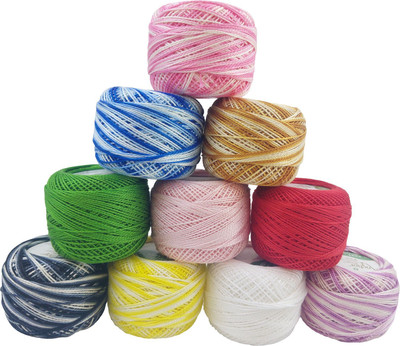 ARTPARASITE Shaded Pearl Cotton Thread Balls Size 8 Crochet & Embroidery Use Thread(80 m Pack of10)