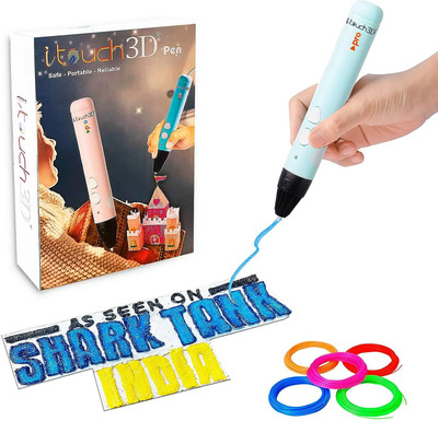 WOL3D Itouch Pro 3D Pen Blue, Kids Friendly Magic 3D Pen with 5in1-5m PLA filaments 3D Printer Pen