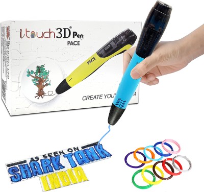 WOL3D Itouch Pace 3D Pen (Blue)with 10 in 1 filaments for 3D Drawing; Art and Craft 3D Printer Pen