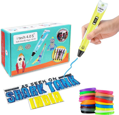 Itech Kids Friendly Magic 3D Pen Super value Pack (Yellow) with 20in1-5m PLA 3D Printer Pen
