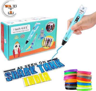 WOL3D Itech Kids Friendly Magic 3D Pen 2023 Super Value Pack (Blue) (20 in 1) 5m Pla 3D Printer Pen