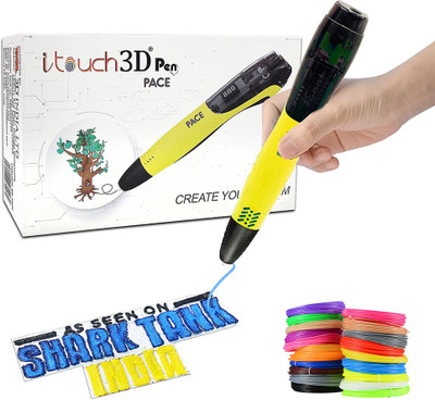 WOL3D Itouch Pace 3D Pen (Yellow) with 20 in 1 filaments for 3D Drawing 3D Printer Pen