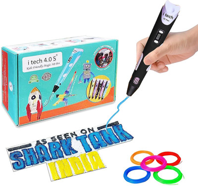 Itech Kids Friendly Magic 3D Pen 2023 Super value Pack (Black) With (5 In 1) 5m Pla 3D Printer Pen