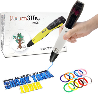 WOL3D Itouch Pace 3D Pen (White) with 10 in 1 filaments for 3D Drawing 3D Printer Pen