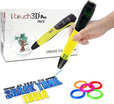 WOL3D Itouch Pace 3D Pen (Yellow) with 5 in 1 filaments for 3D Drawing 3D Printer Pen