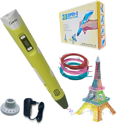 camin 3D Pen| 3D Pen with Adapter| 3D Pen for Kids (3 Color PLA Filament) Yellow 3D Printer Pen