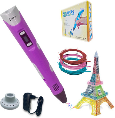 camin 3D Pen| 3D Pen with Adapter| 3D Pen for Kids (3 Color PLA Filament) Pink 3D Printer Pen