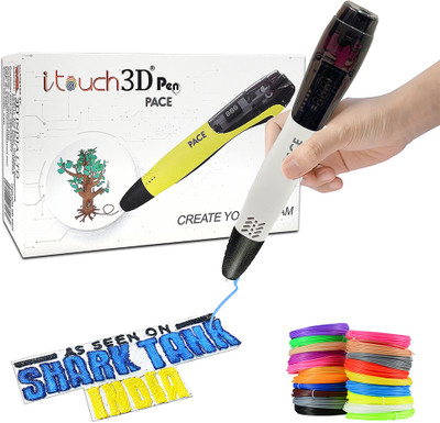 WOL3D Itouch Pace 3D Pen (White) with 20 in 1 filaments for 3D Drawing 3D Printer Pen