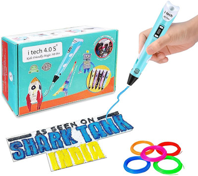 Itech Kids Friendly Magic 3D Pen Super value Pack (Blue) with 5in1-5m PLA by WOL3D. 3D Printer Pen