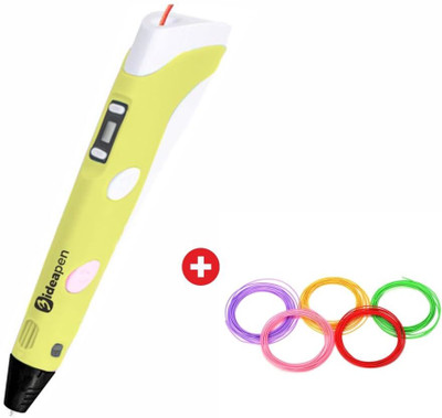3IdeaTechnology 3D Pen Yellow + Multicolor PLA Filament Set of 5 (Each Filament 5 Meters) 1.75mm 3D Printer Pen