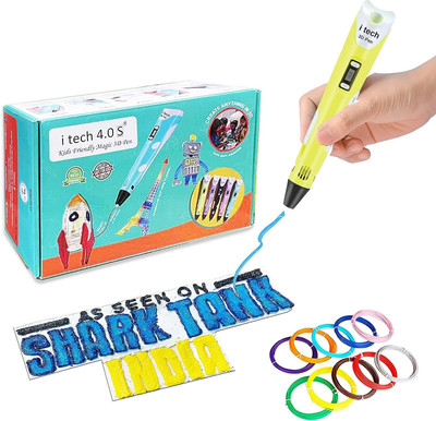 Itech Kids Friendly Magic 3D Pen Super value Pack (Yellow) with 10in1-5m PLA 3D Printer Pen