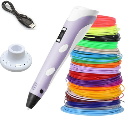 3D Galaxy 3D Printing Pen with LCD Display With 3 , 1.75 mm, 10 Metre Filament -Purple 3D Printer Pen