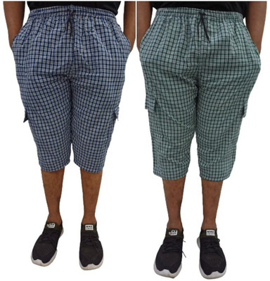 J K FASHIONS Checkered Men Three Fourths