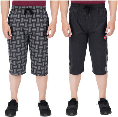 FEEL TRACK Printed, Solid Men Three Fourths
