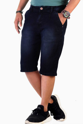 BASE-CROWD Solid Men Denim Three Fourths