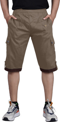 PUSHTIFABRIC Solid Men Three Fourths
