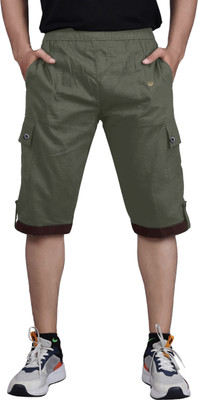 PUSHTIFABRIC Solid Men Three Fourths