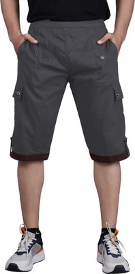 PUSHTIFABRIC Solid Men Three Fourths