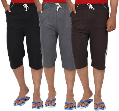 JUST TRY FASHION Striped Men Three Fourths