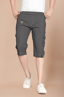 PUSHTIFABRIC Solid Men Three Fourths