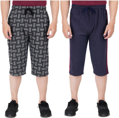 FEEL TRACK Printed, Solid Men Three Fourths